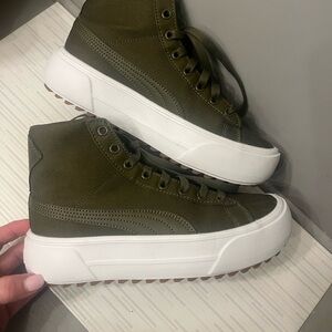 Puma Olive Green High-Top Sneakers